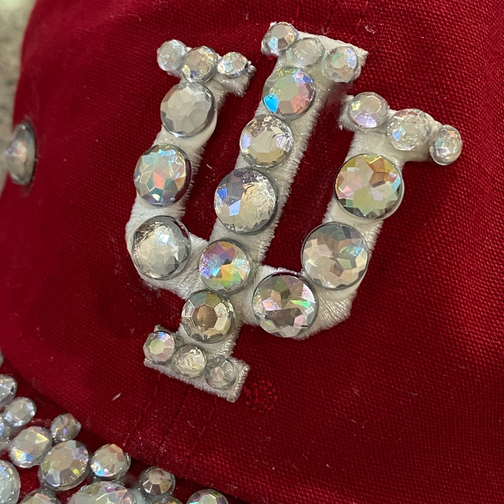 NEW Custom Red Indiana Cap with Rhinestone Embellishments - Picture 2 of 3